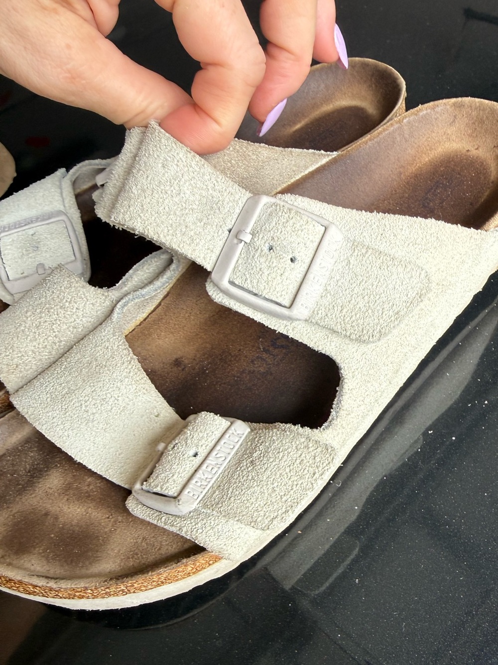 BIRKENSTOCK | Suede Double Buckle Slip-On Sandals - Picture 3 of 9